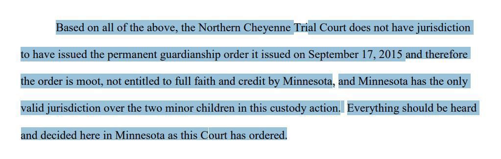 2015 Minnesota custody order